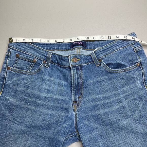 Levi SuperFlow 518 Bootcut Jean Low Rise Denim Whiskers Faded Med Wash Blue 15 M - Picture 8 of 14